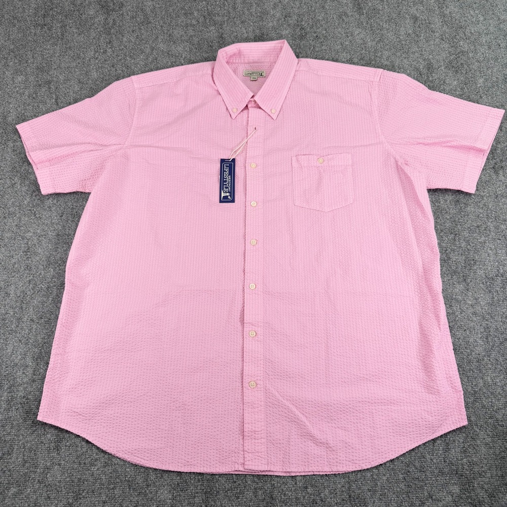 Westport Lifestyle Shirt Men's 2XB Pink Seersucker Cotton Short Sleeve NWT